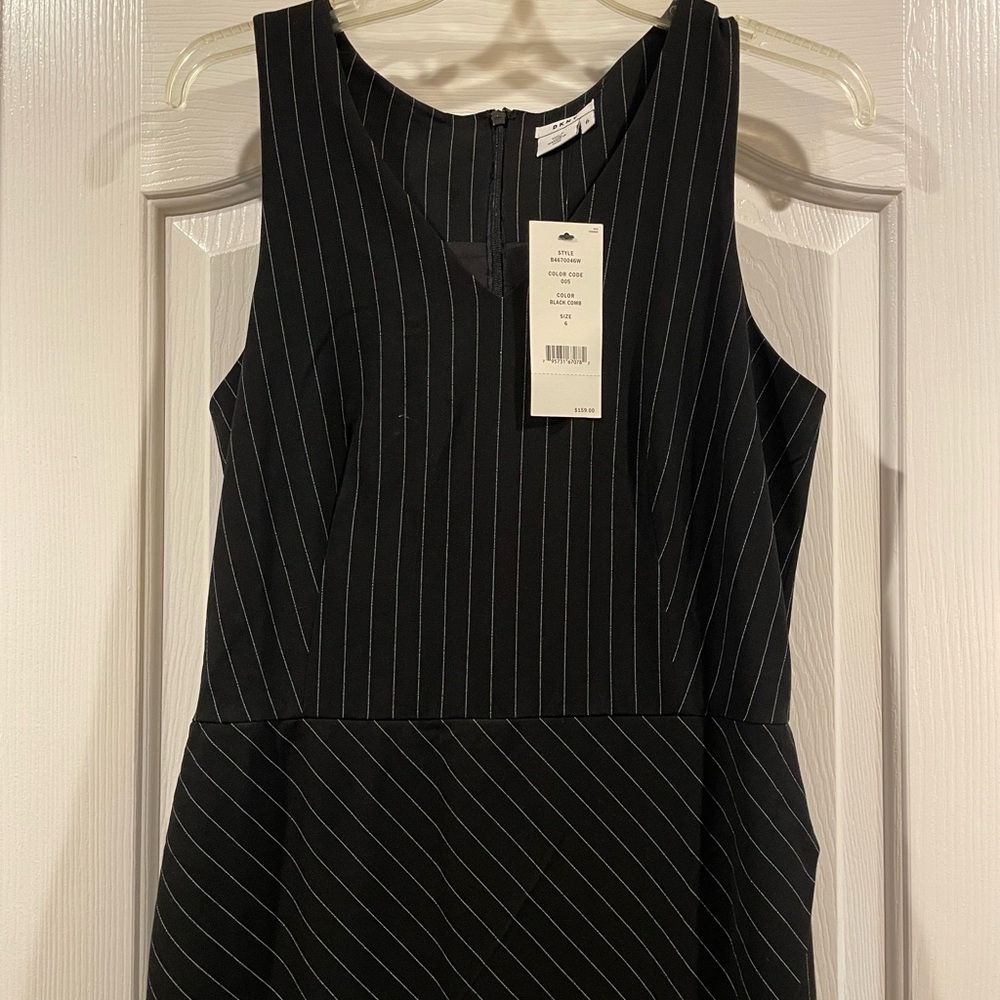 DKNY Black Pinstripe Midi Dress size 6 new with tags - Picture 4 of 10